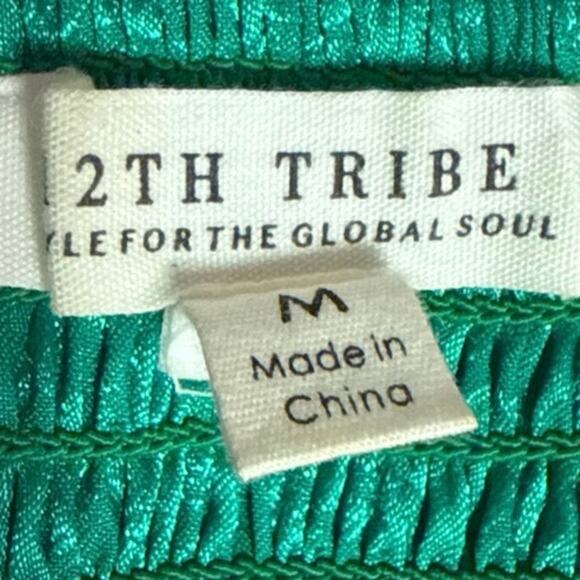 12th Tribe St. Barths Green Floral Sleeveless Cami Camisole Crop Tank Top Size M - Picture 4 of 5